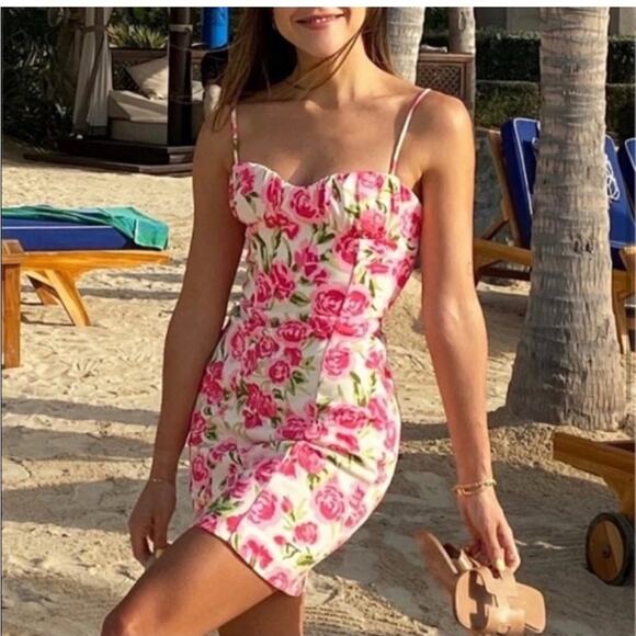 Zara Red and Pink Spaghetti Strap Corset Mini Dress - Picture 5 of 12